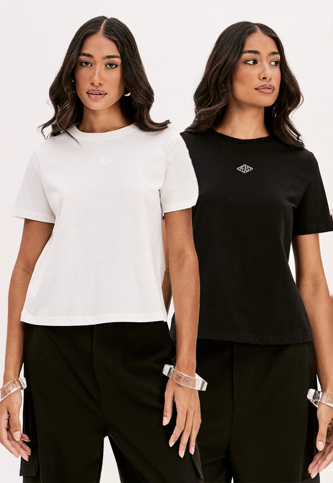 Kit 2pçs Camiseta Lança Perfume Regular Logo Branca