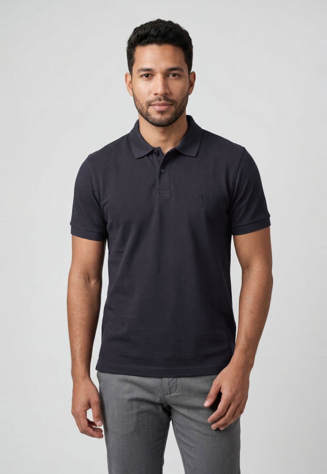 Polo Masculina Aleatory Gola Tradicional Algodão Grafite