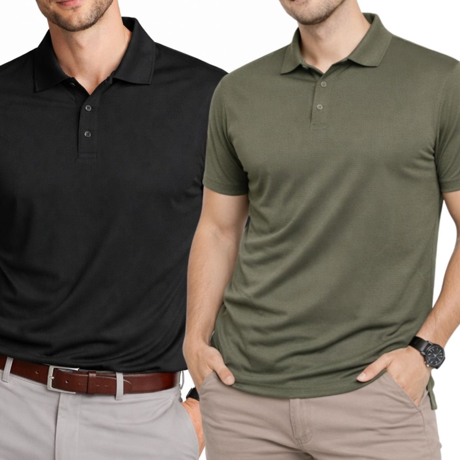 Kit 2 Camisas Polo Masculina Poliamida Premium Preto e Verde
