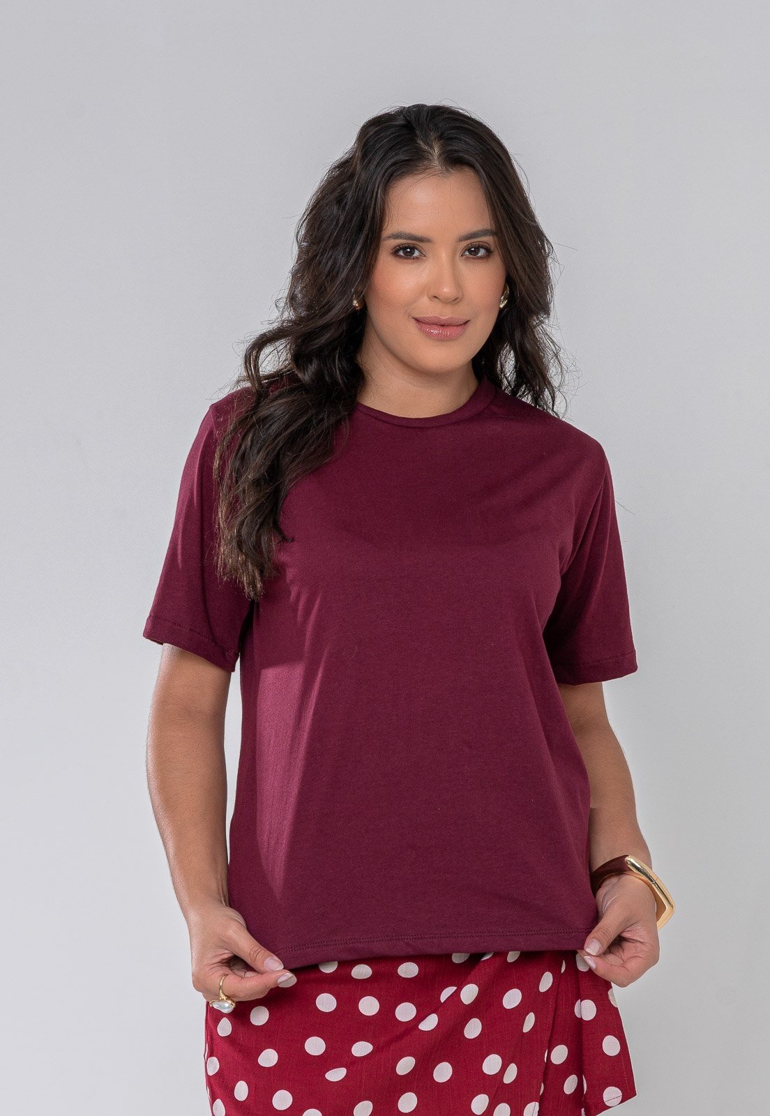 Camiseta Aura Joyce Malha Vinho