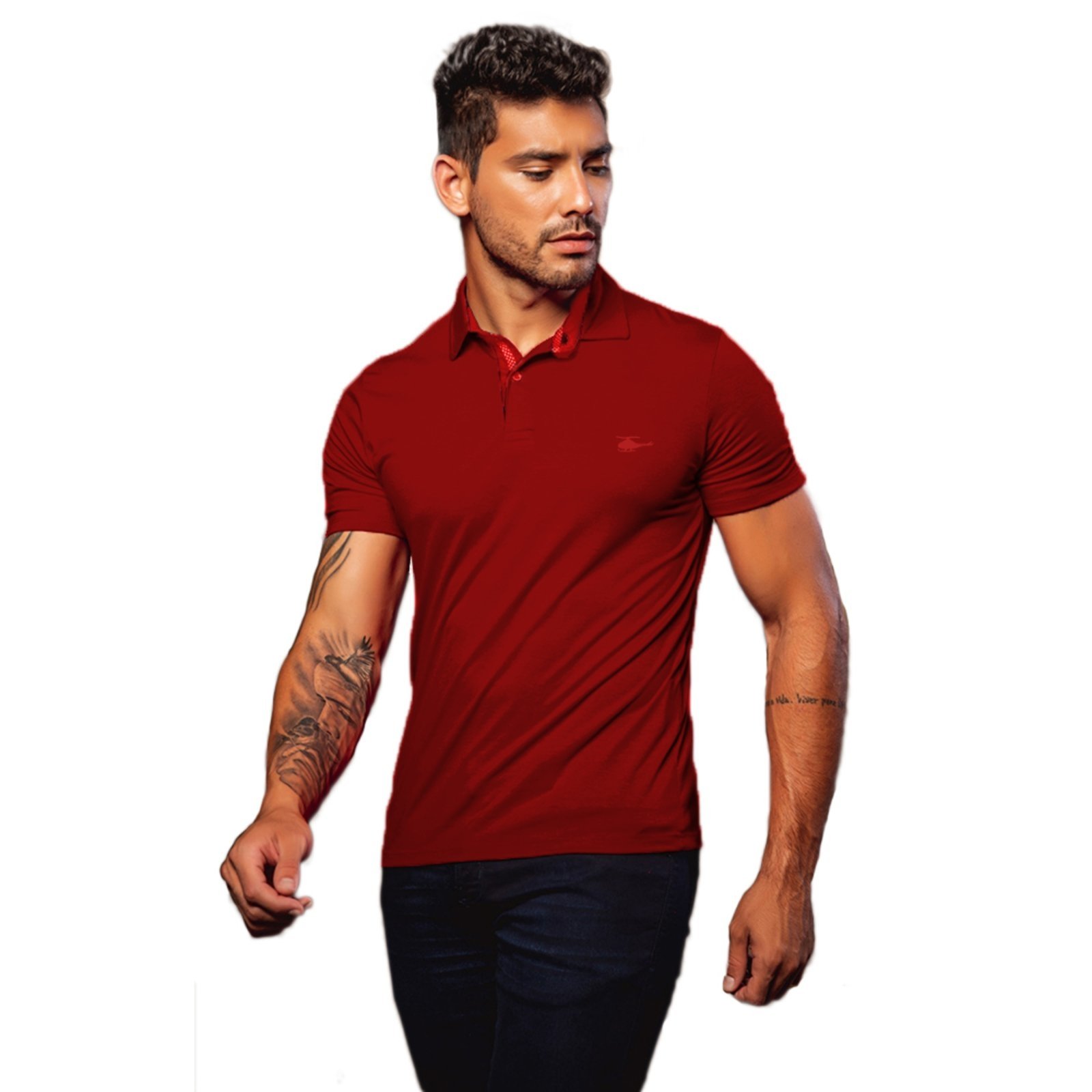 Camiseta Polo Masculina Básica Sallo Premium Vinho Tinto