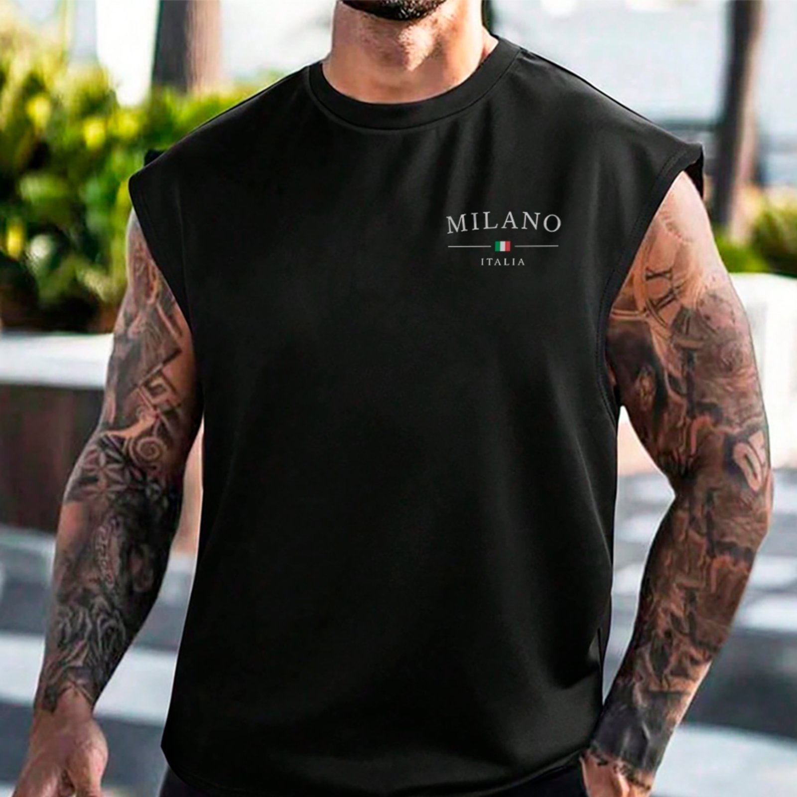 Camiseta Regata Machão Milano Italy Minimal Fashion Street Preto