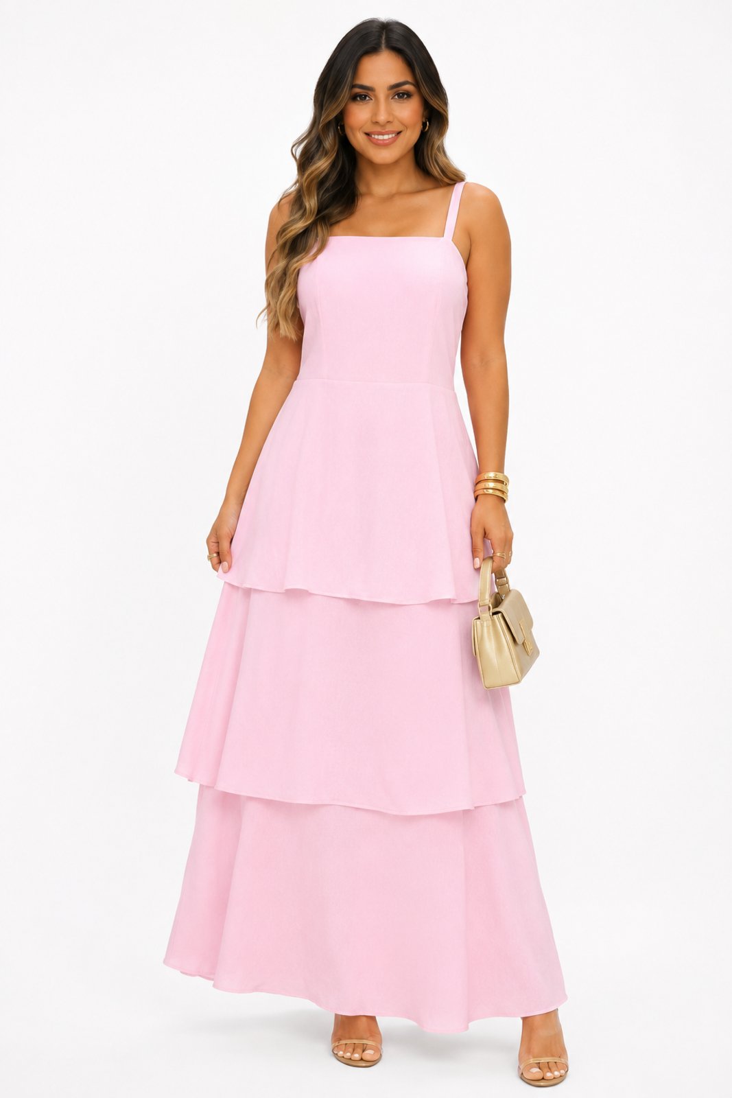 Vestido Alcinha Longo D Bell Outlet Três Marias Rosa