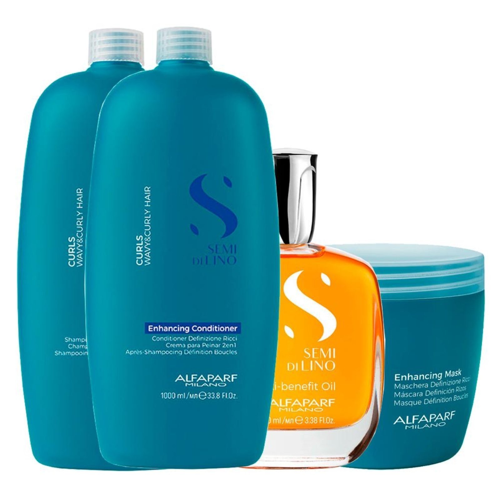 Alfaparf Semi Di Lino Curls Shampoo, Cond, Másc e Óleo
