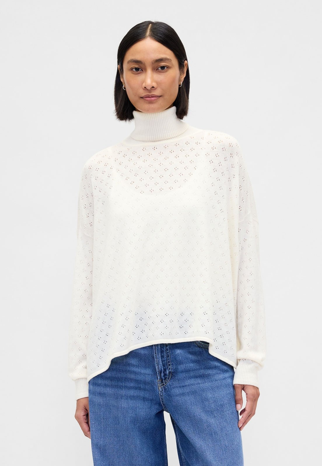 Suéter Feminino GAP Gola Alta Tricot Algodao Off White