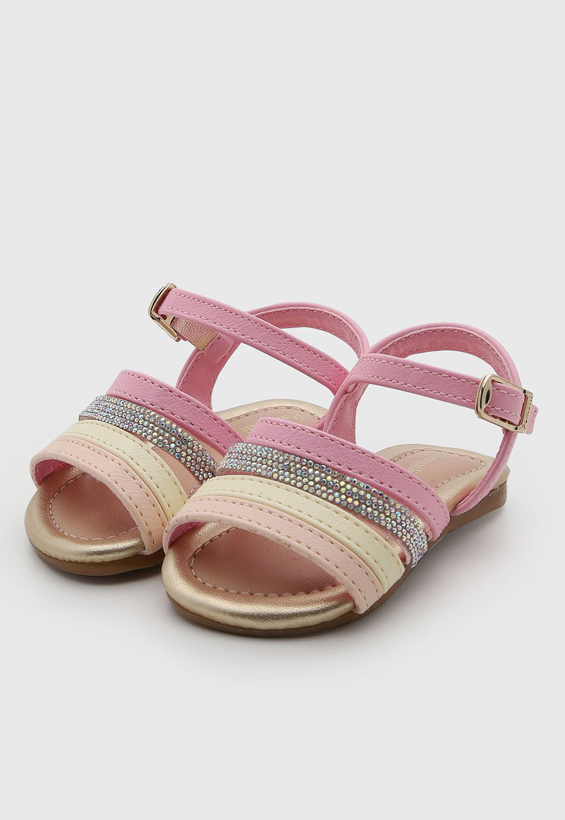 Infantil - Sandália Pampili Tiras Pedraria Rosa