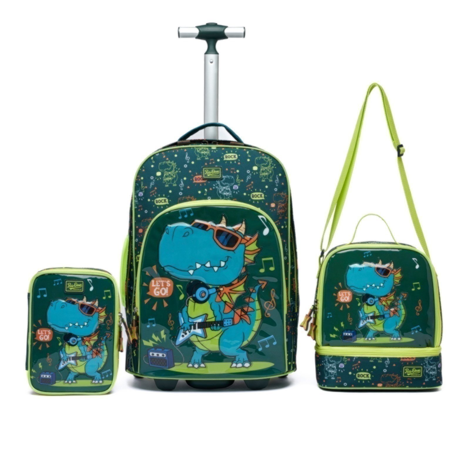 Infantil - Kit Mochila Rodinha Polo One Escolar Dino Estojo Organizador Lancheira Térmica