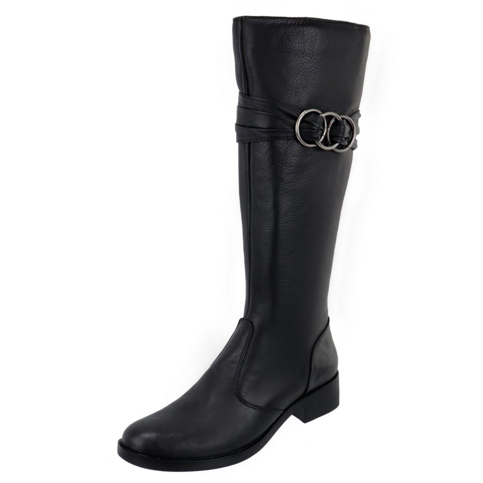Bota Montaria em Couro Feminina Cano Longo Metal Preto Lançamento Kuento Shoes