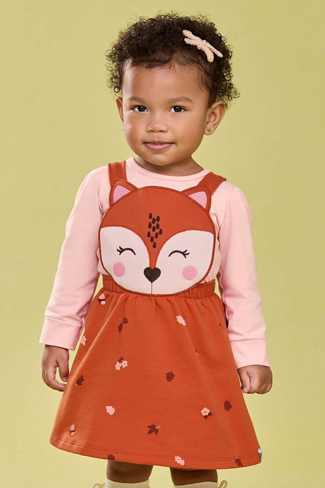 Infantil - Conjunto Menina Vestido e Blusa Raposa Elian Rosa