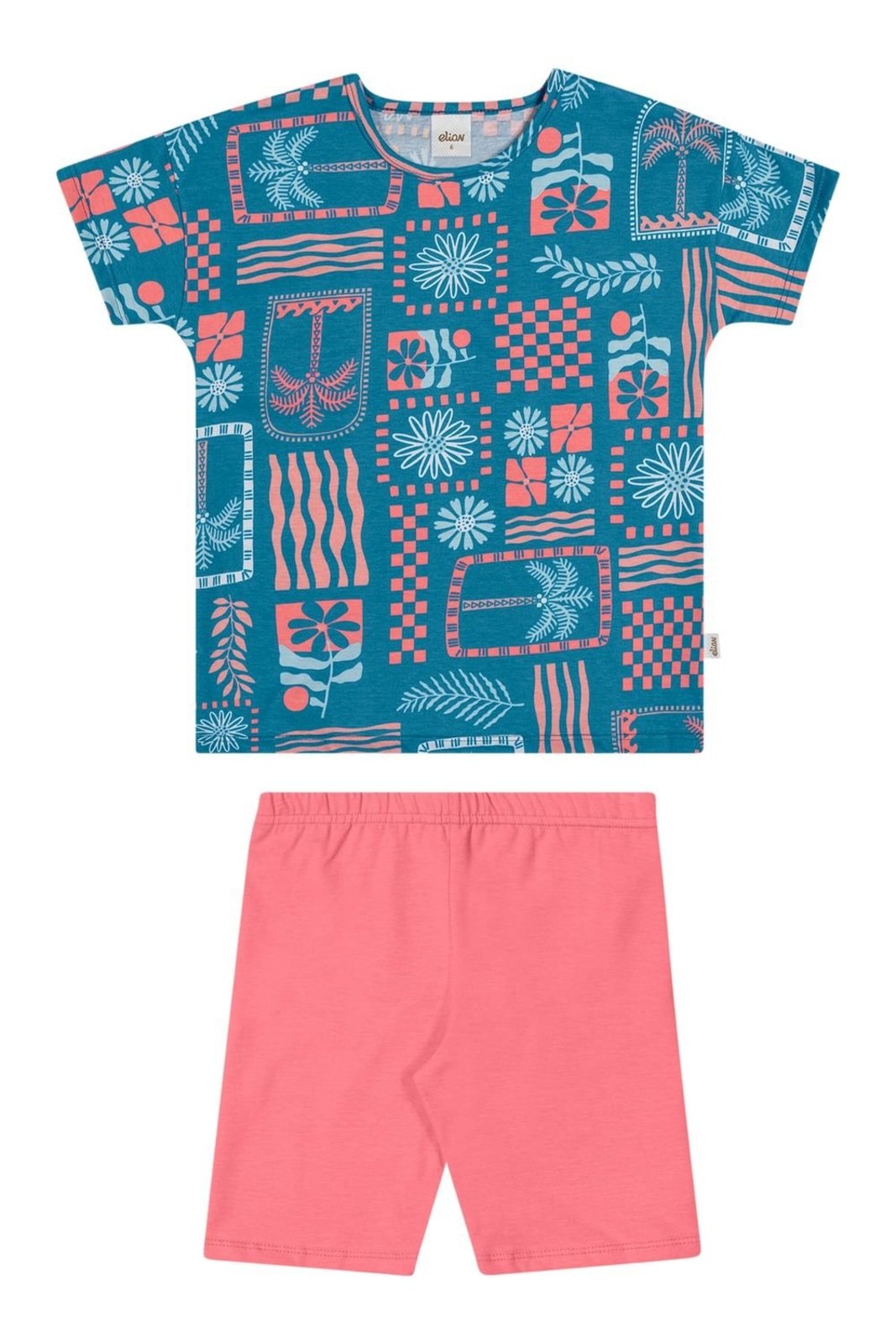 Vista 2 Infantil - Conjunto Menina Tropical Geométrico Elian rosa Elian rosa