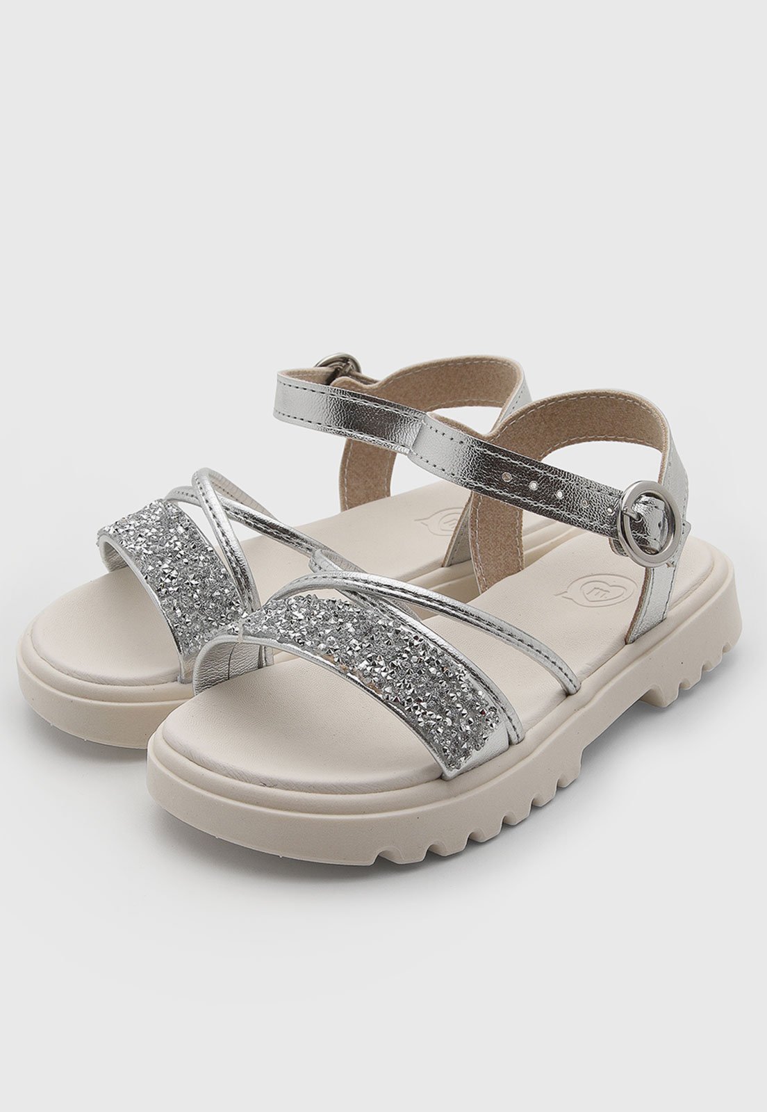 Infantil - Sandália Molekinha Tiras Glitter Prata