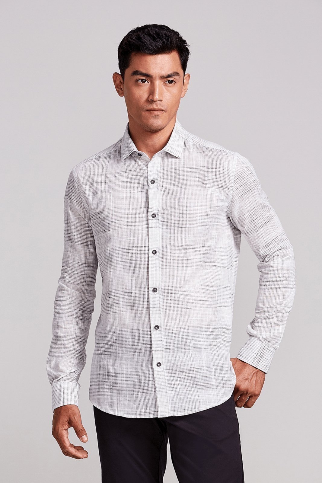 HIGHSTIL Camisa Slim Fit Listrada - Branco