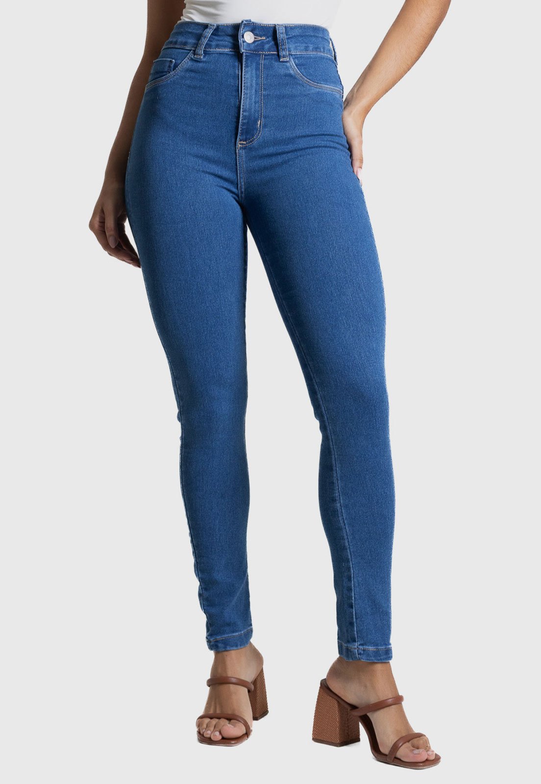 Calça Jeans Feminina Sawary Skinny Push Up Azul