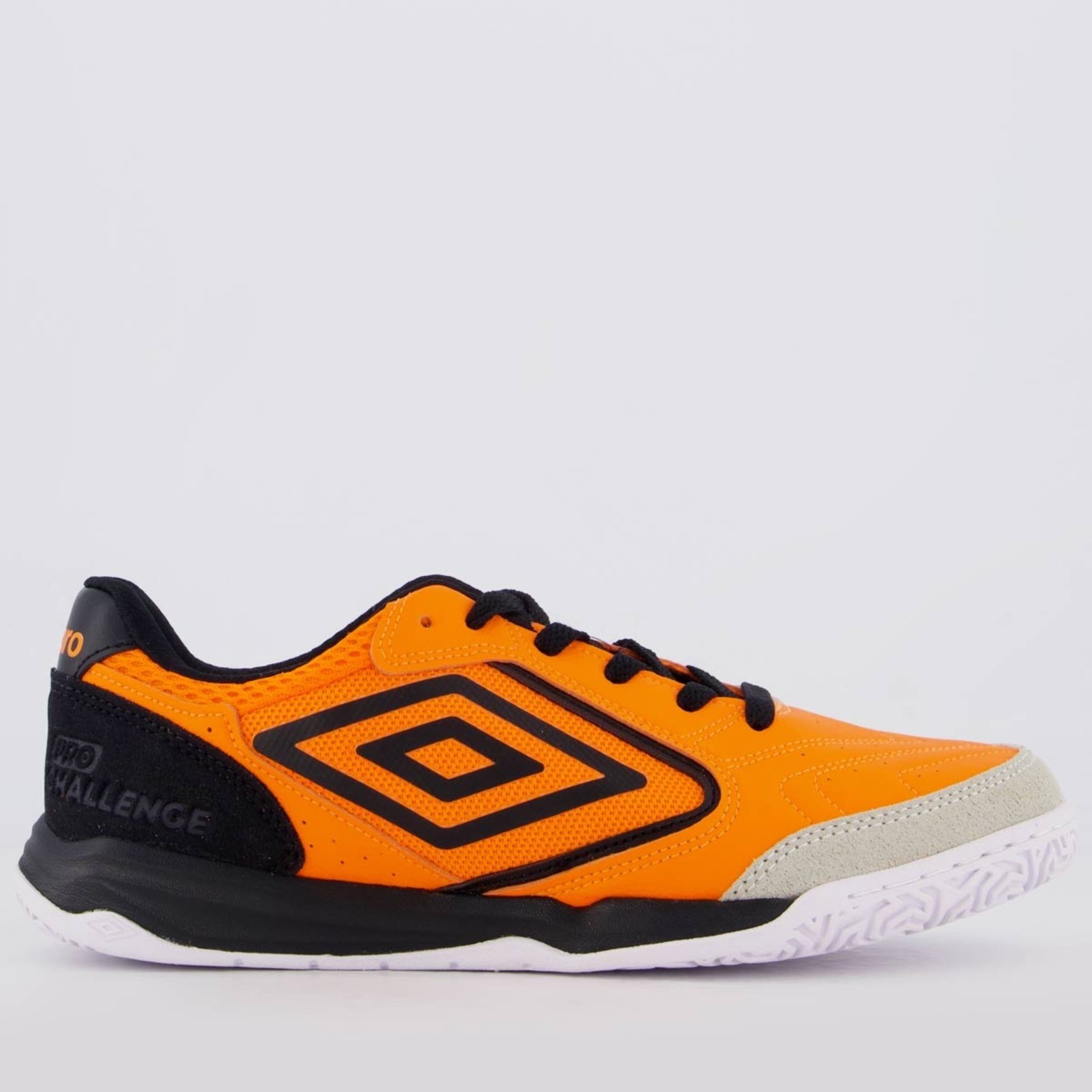 Vista 2 Chuteira Umbro Pro Challenge Uptake Futsal e Preta laranja Umbro laranja