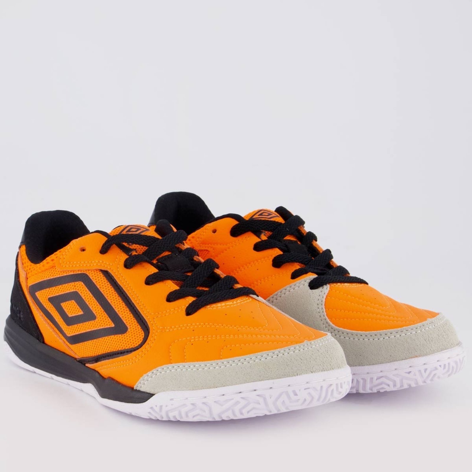 Vista 3 Chuteira Umbro Pro Challenge Uptake Futsal e Preta laranja Umbro laranja