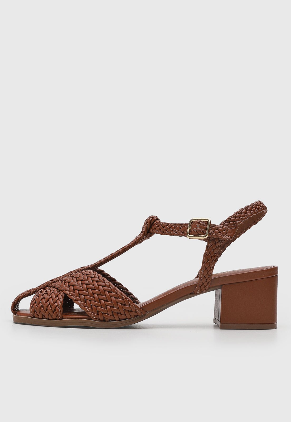 Vista 2 Sandália Feminina Arezzo Salto Bloco Metalizada Dourada dourado Arezzo dourado