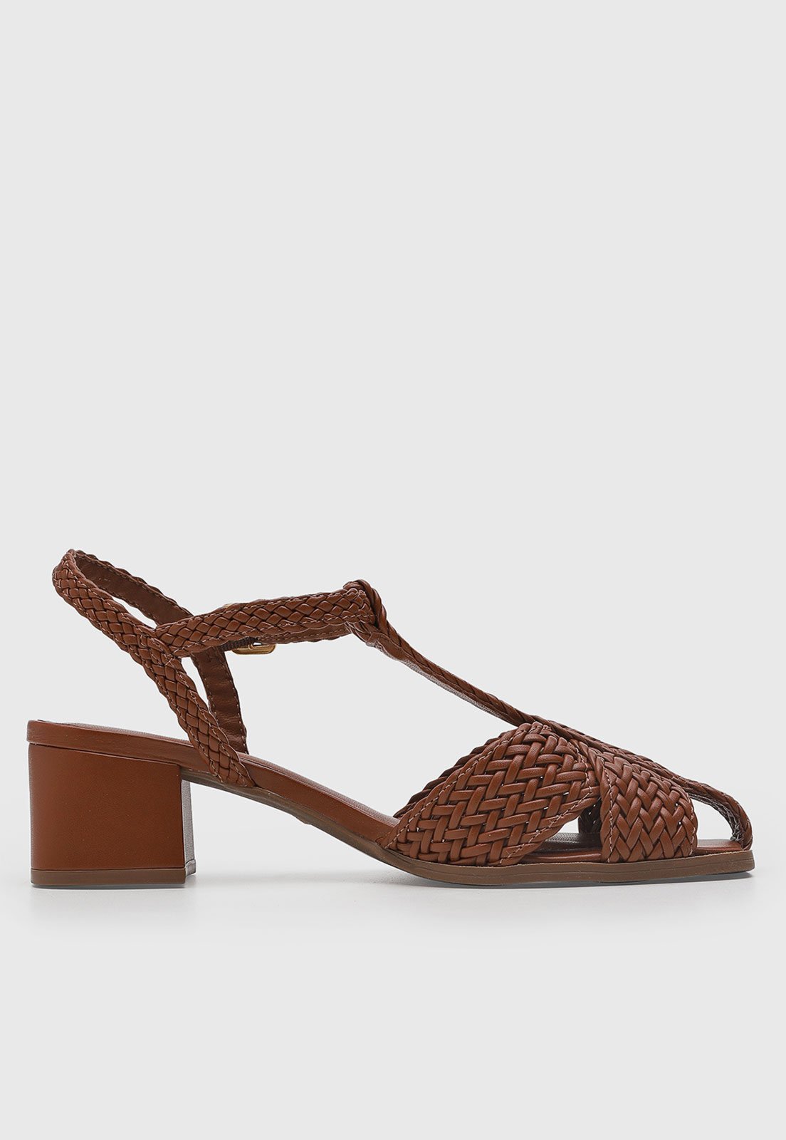 Vista 3 Sandália Feminina Arezzo Salto Bloco Metalizada Dourada dourado Arezzo dourado