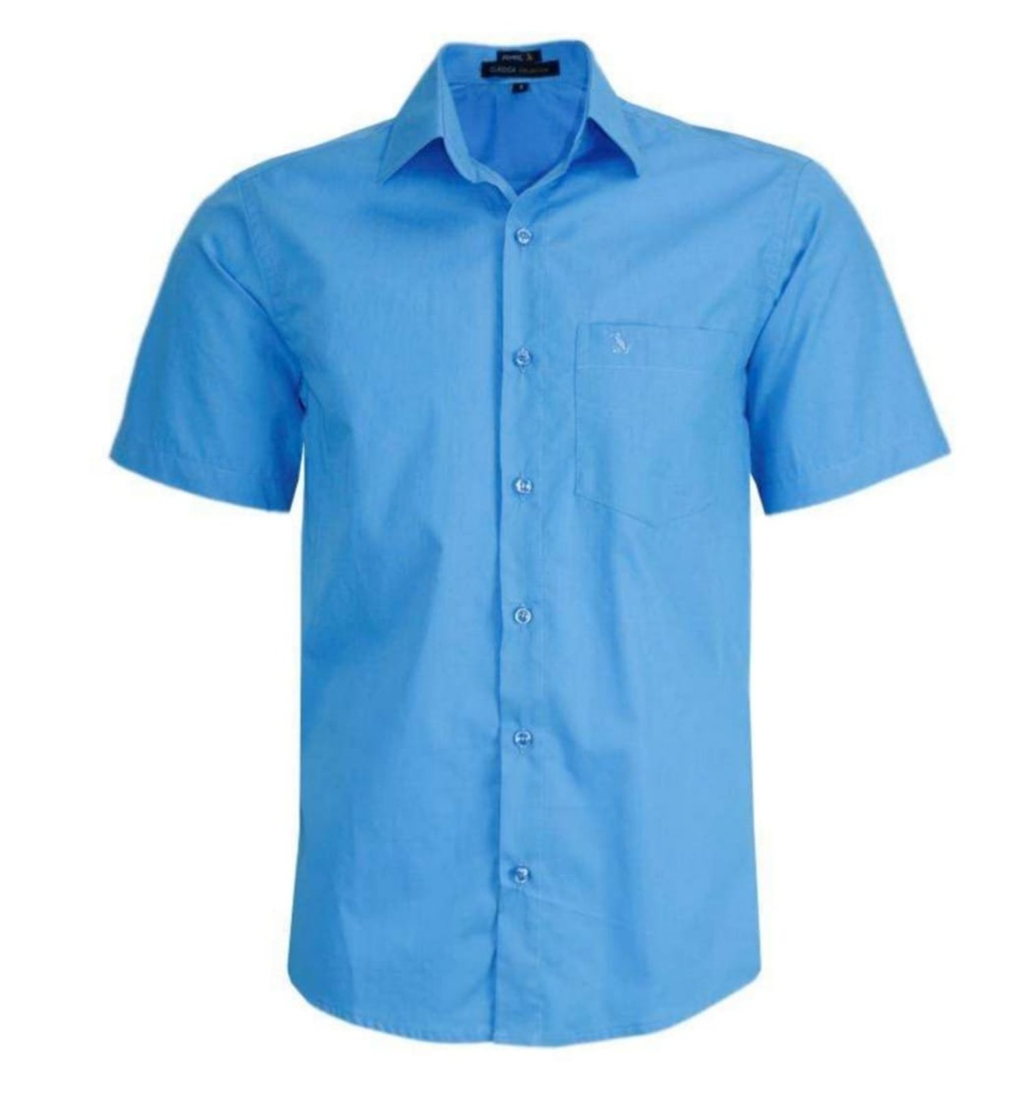 Camisa Social Amil Clássica Angra Algodão Manga Curta Com Bolso Luxo Azul Motorista