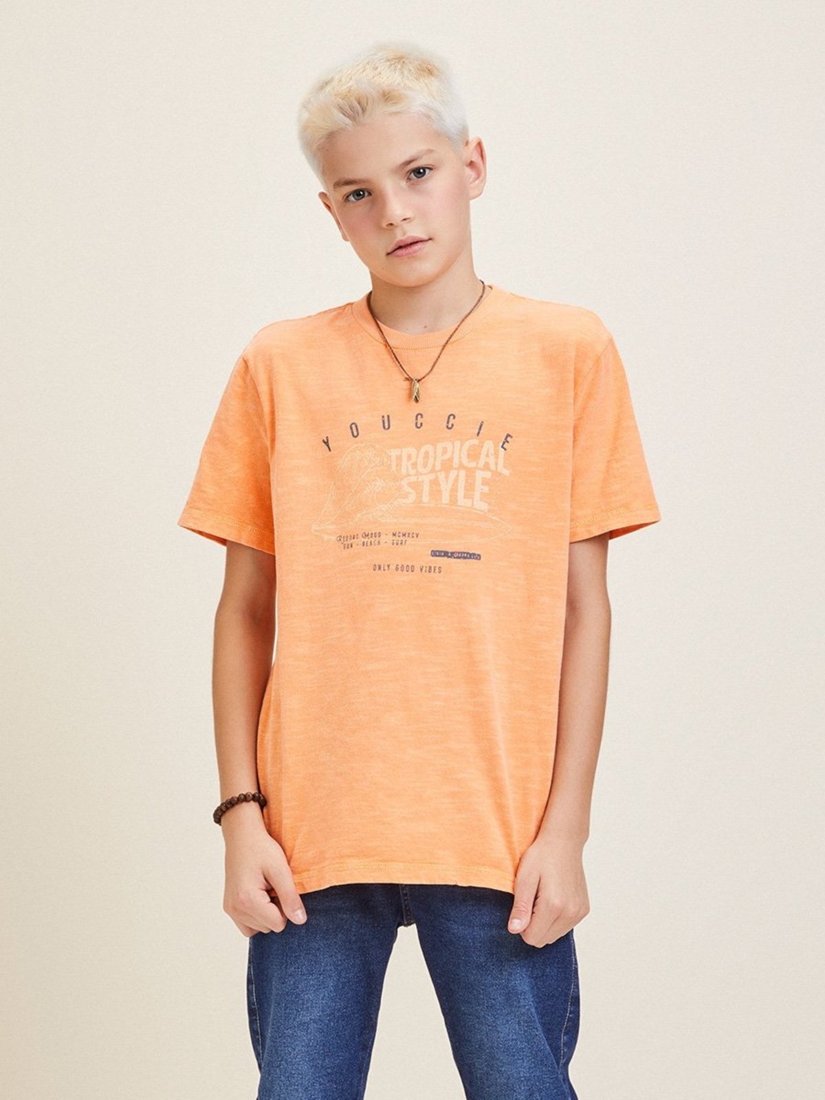 Infantil - Camiseta Laranja Tropical Style