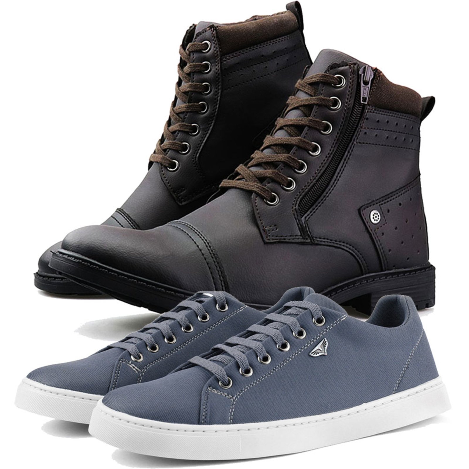 Bota Casual Dhl Zíper e Sapatênis Casual Masculino Grafite