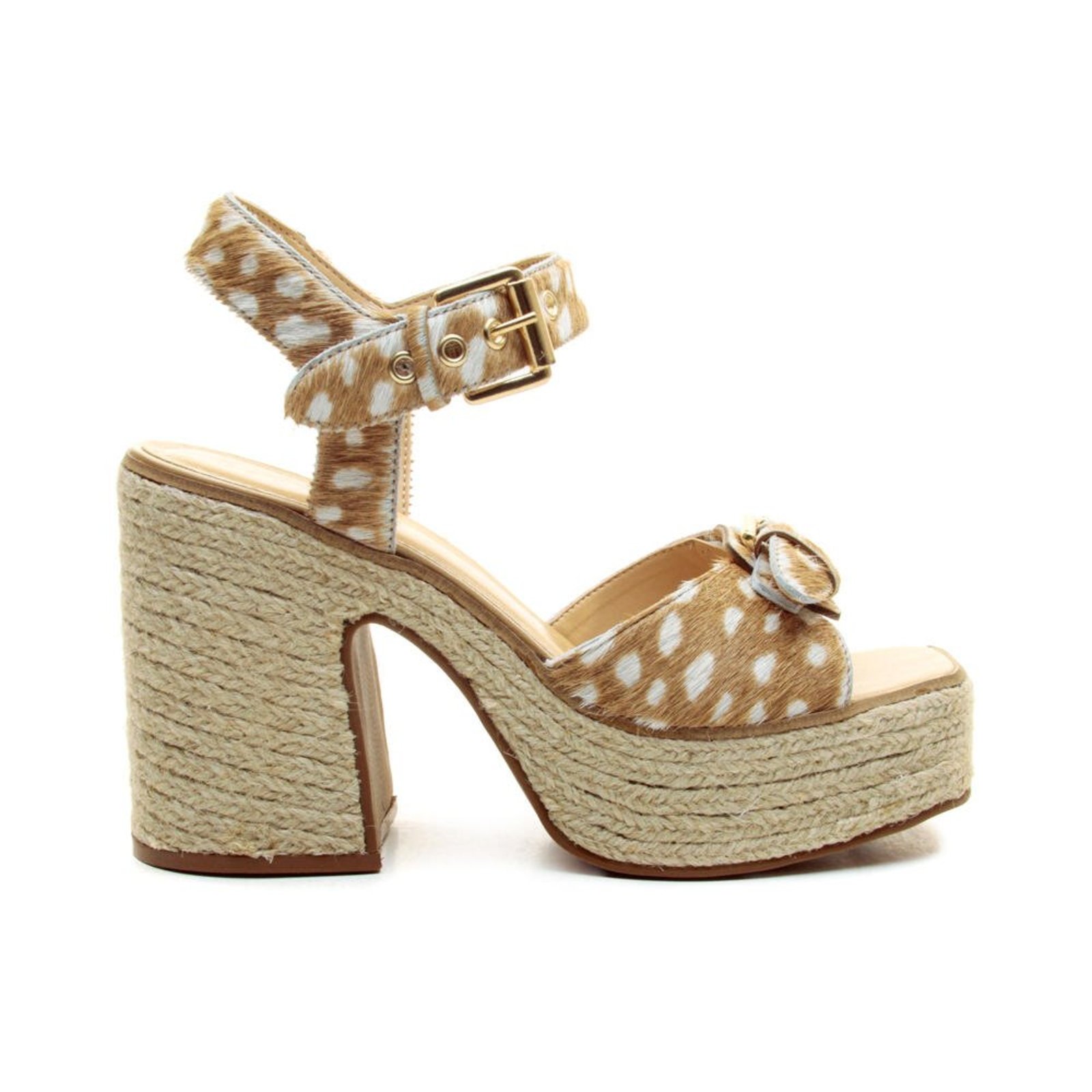 Sandália Plataforma Couro Animal Print Cecconello 3092002-1