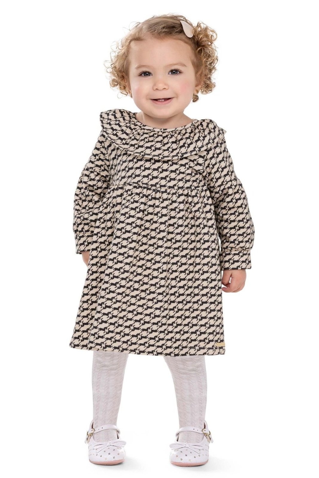 Infantil - Vestido Menina Estampado Meia Calça Colorittá Preto