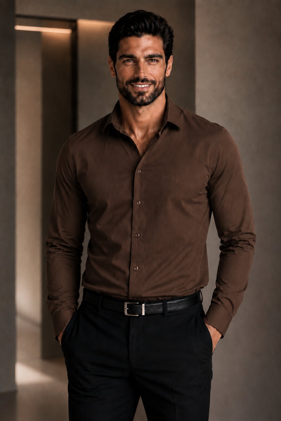 Camisa Social Slim Masculina Manga Longa