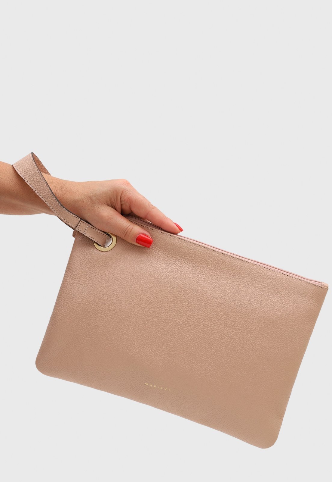 Vista 3 Bolsa Carteira Clutch Couro Mariart Azaleia Creme bege bege
