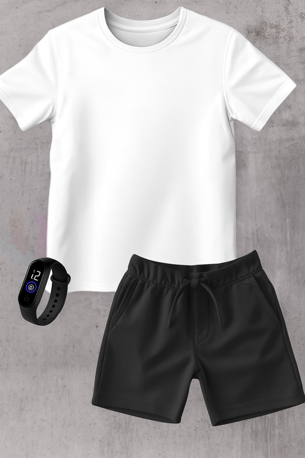 Infantil - Kit Camiseta menino Urbania Algodão branca Short Bermuda preta menina Conjunto black promoção oferta + brinde relogio