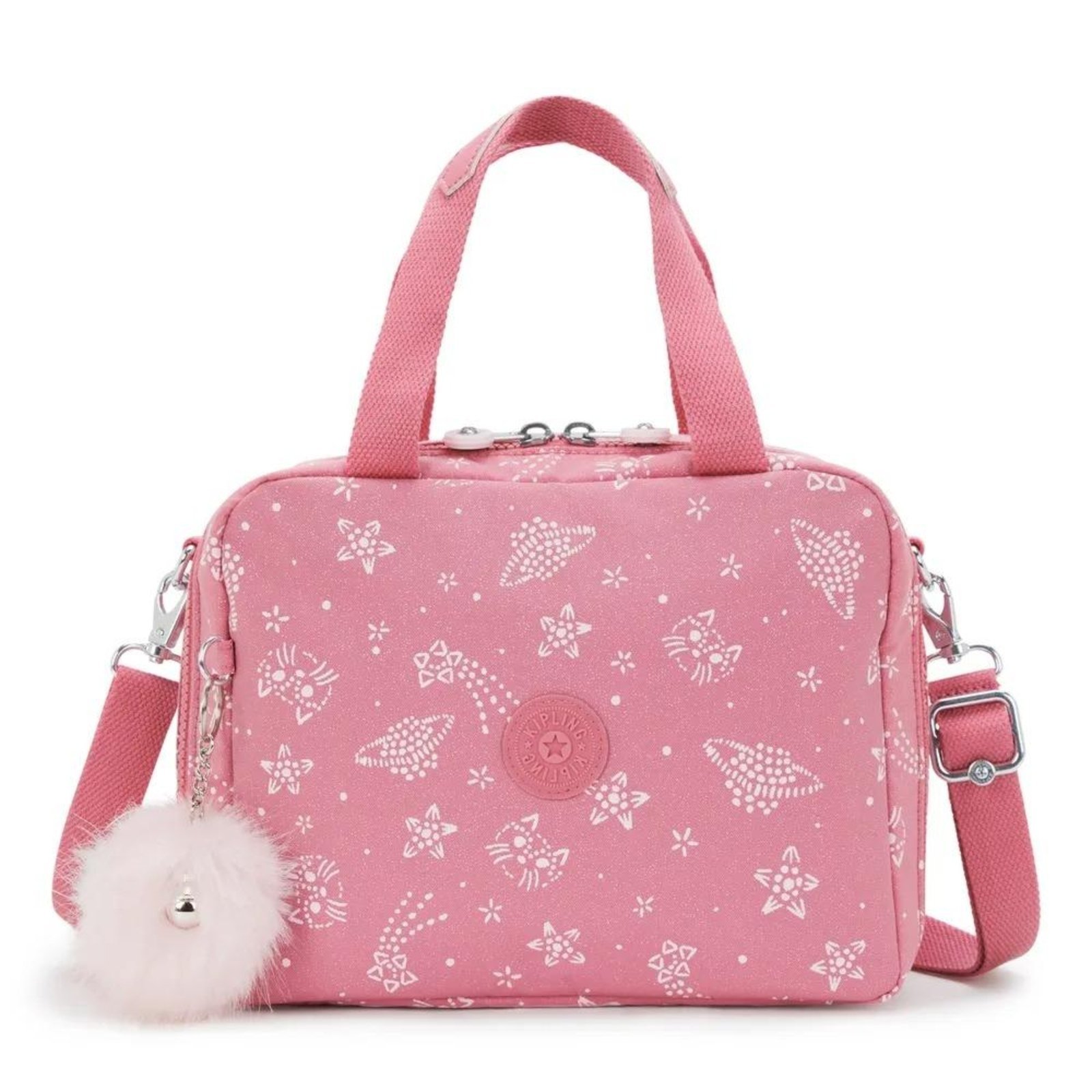 Vista 2 Infantil - Lancheira Kipling Miyo Glitter Cats rosa Kipling rosa
