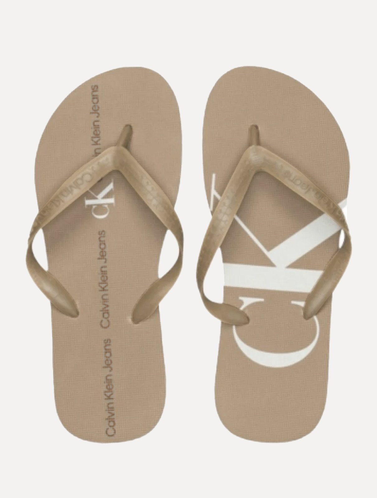 Chinelo Calvin Klein Jeans Logo Flow White Cáqui Médio