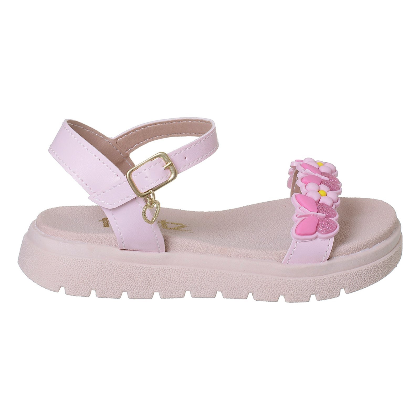 Vista 3 Infantil - Sandália Menina Footz Papete Rasteira Borboletas Confortável Moda Casual Escolar Footz rosa