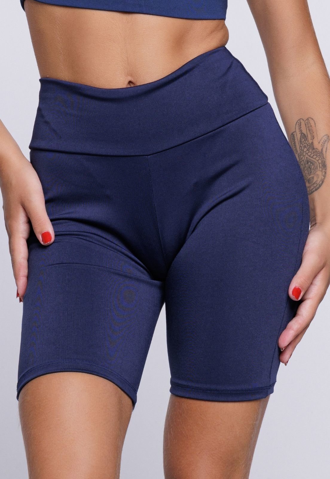 Vista 3 Bermudinha Feminina WLS Modas Legging Fitness azul marinho WLS Modas azul marinho
