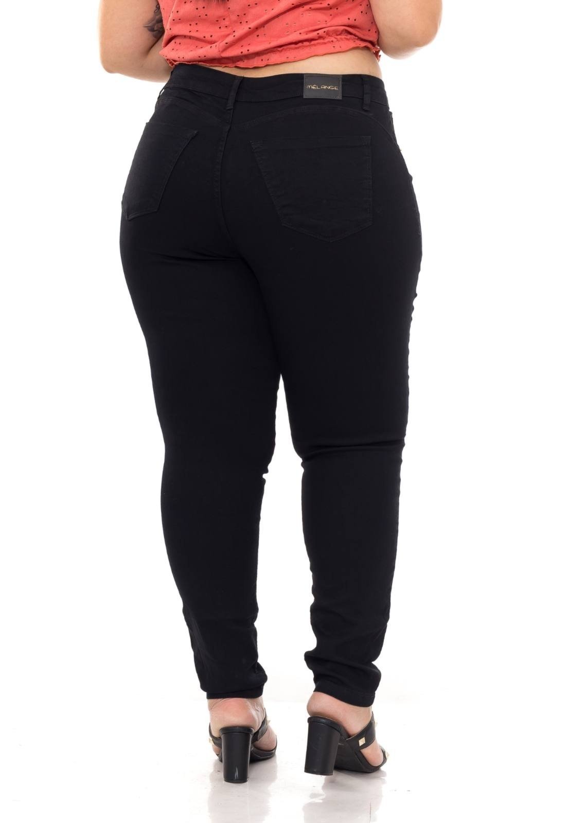 Calça Sarja Feminina Elegante Preta Skinny Plus Size Confortável Tecido Premium