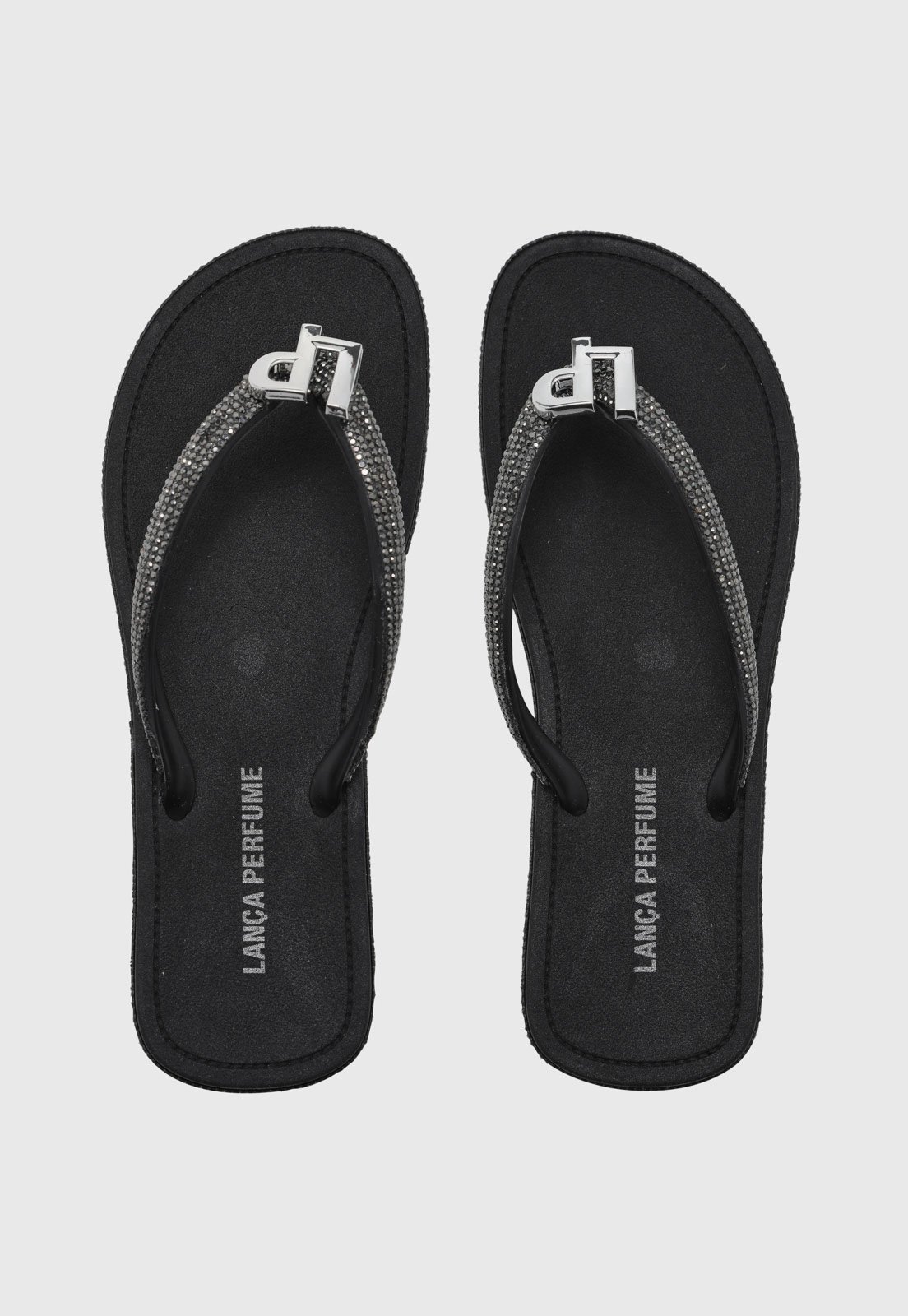 Chinelo Feminino Lança Perfume Pedrarias Preto