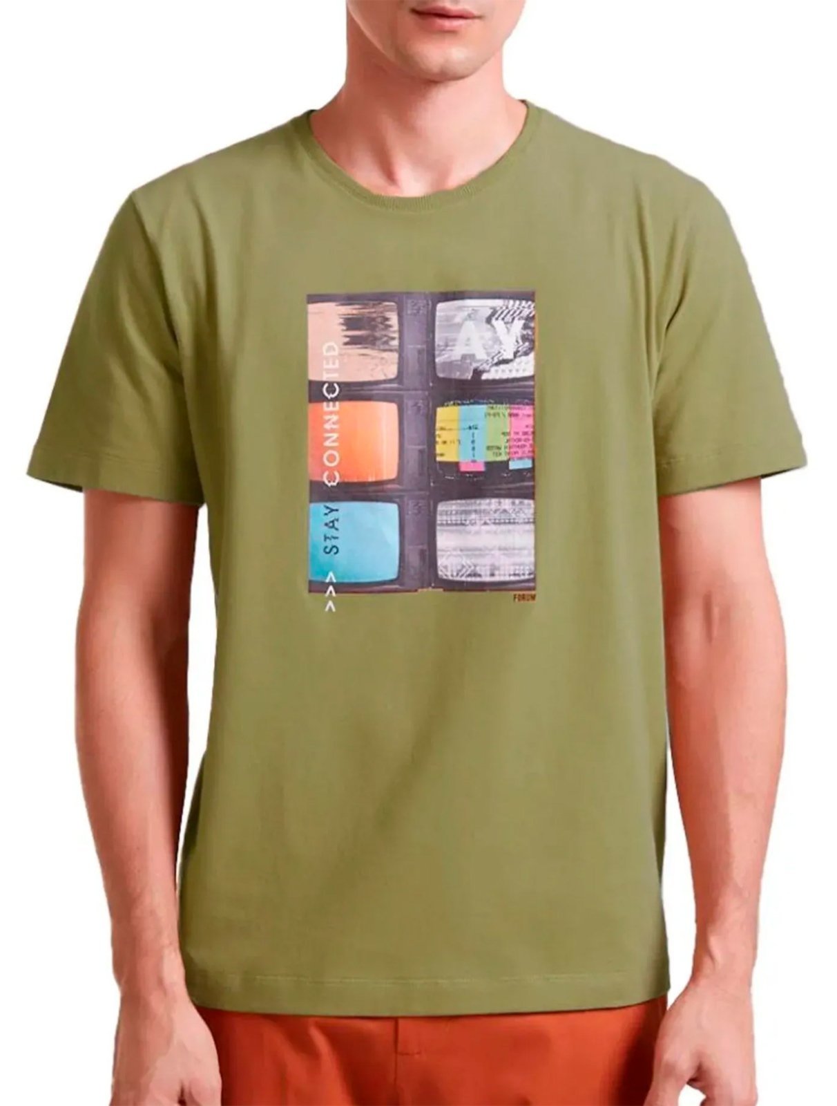 Camiseta Forum Masculina Stay Connected Verde Sálvia