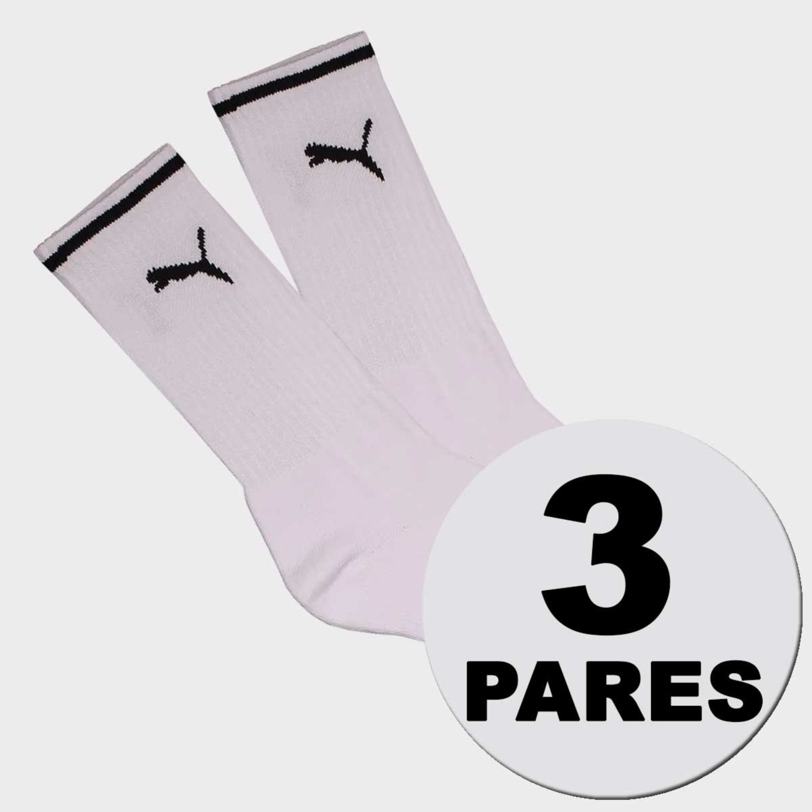 Vista 2 Kit Meia Puma Cano Longo 3 Pares Branca Puma branco