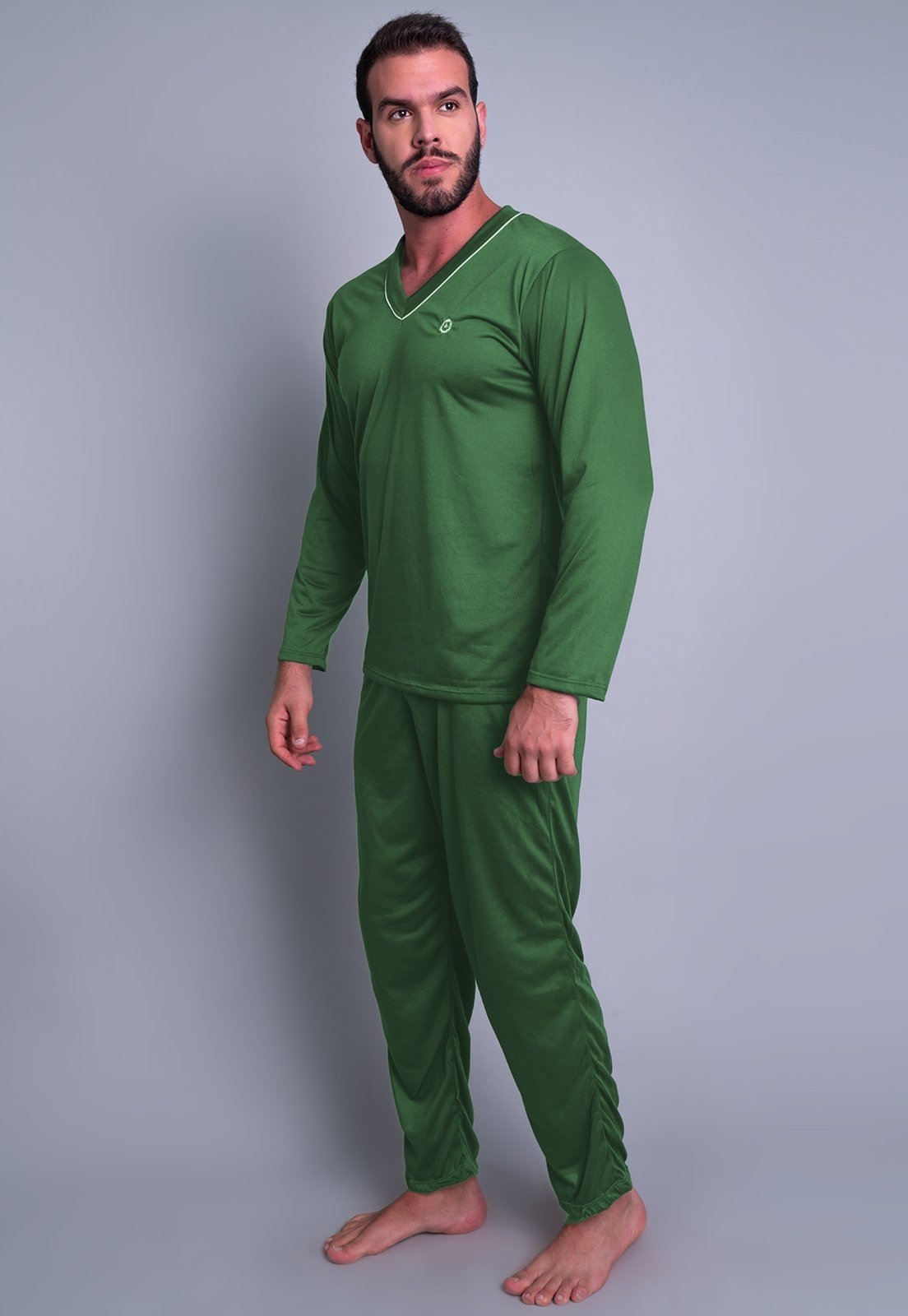 Pijama Longo MVB Modas Blusa Manga Comprida E Calça Adulto Verde