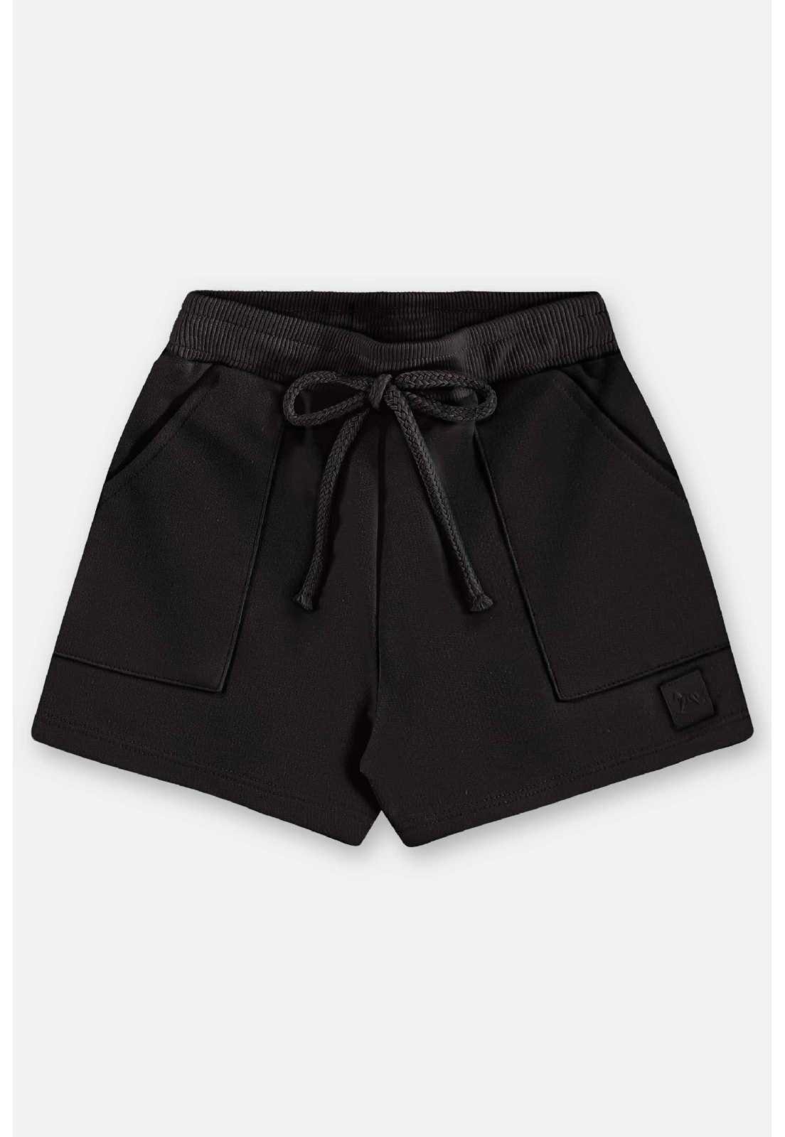Infantil - Shorts em Moletom Feminino Up Baby Preto
