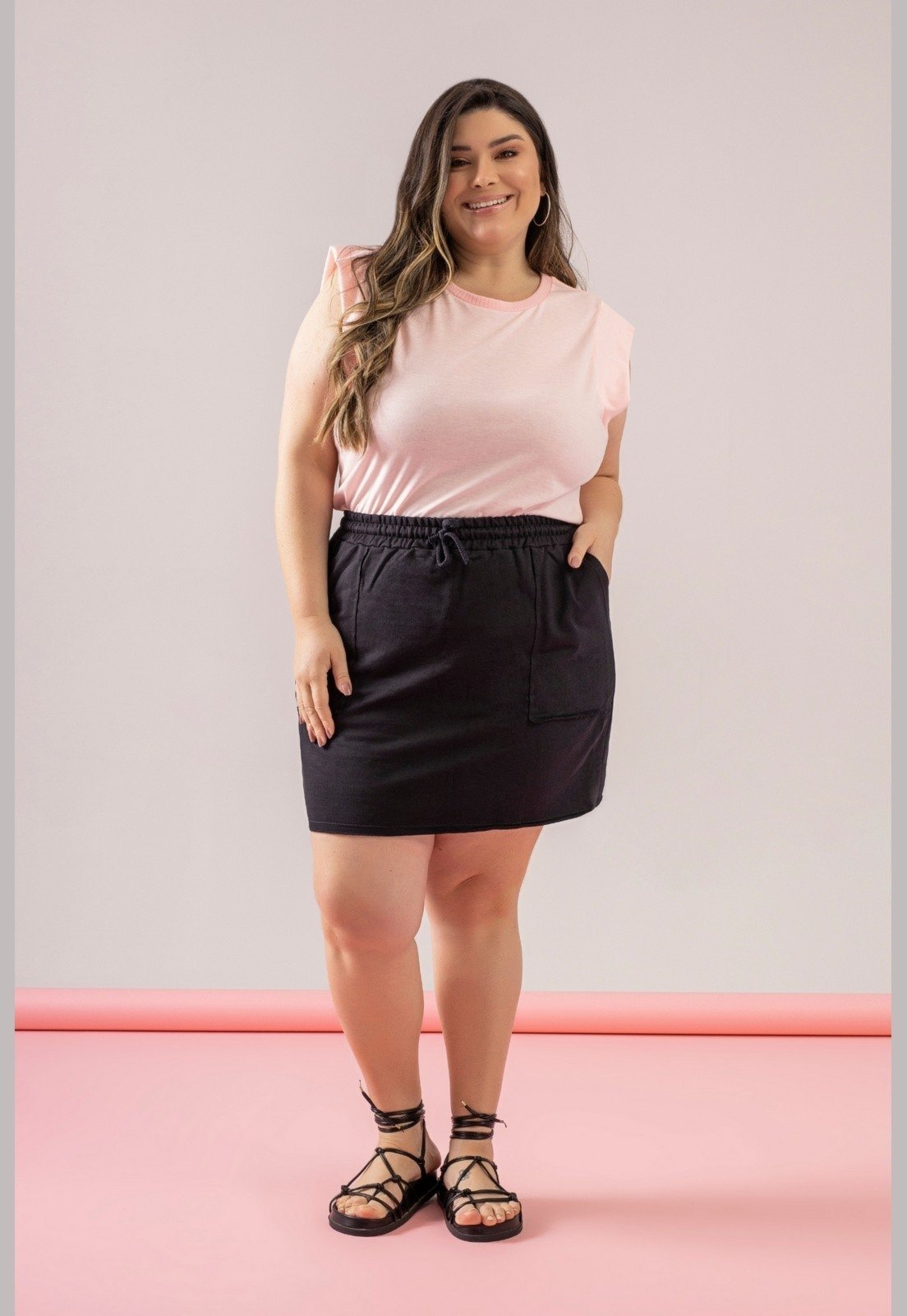 Blusa Muscle Tee Feminino em Meia Malha Just Basic Rosa