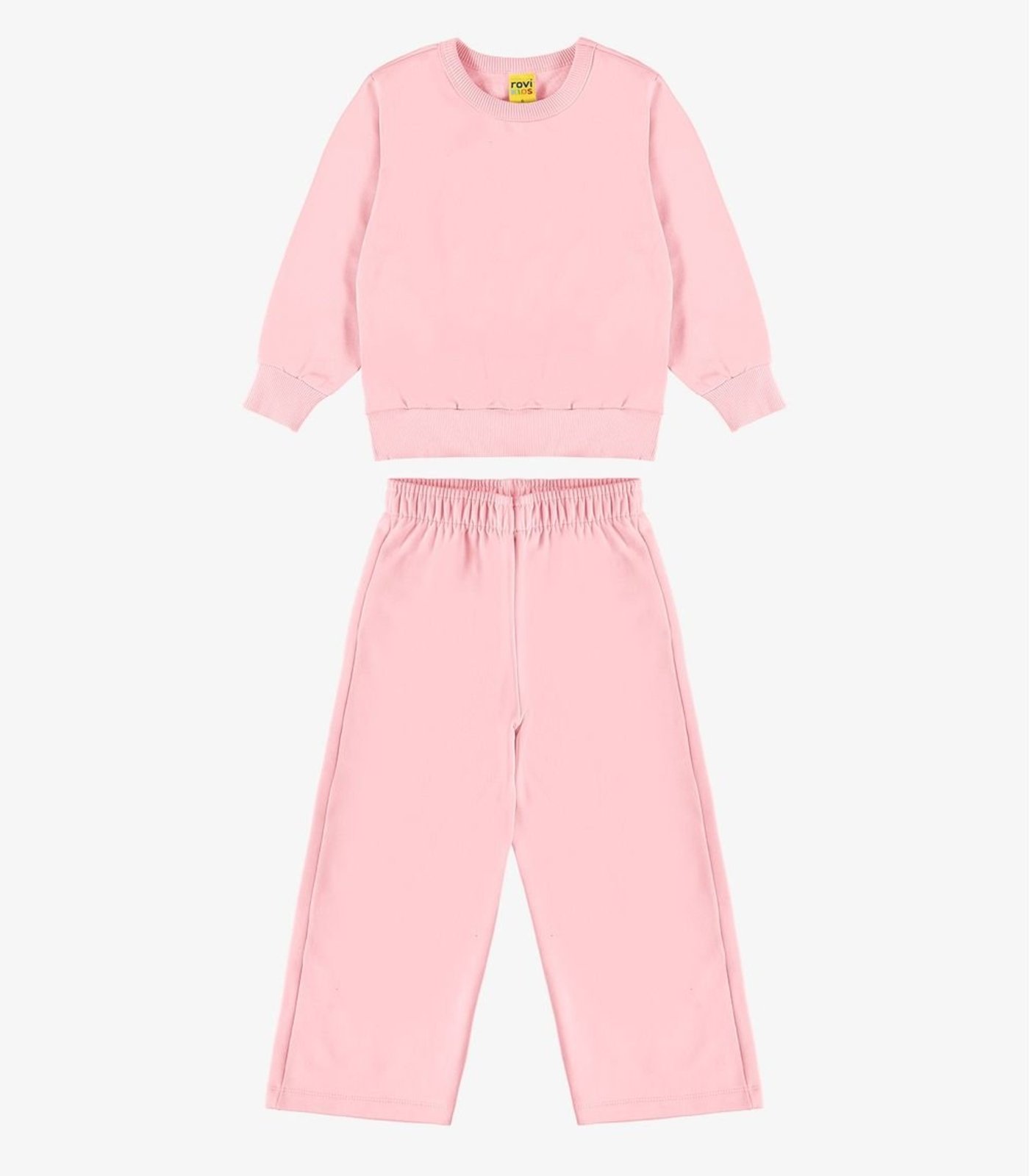 Infantil - Conjunto Blusão Com Calça Wide Moletom Rovi Rosa