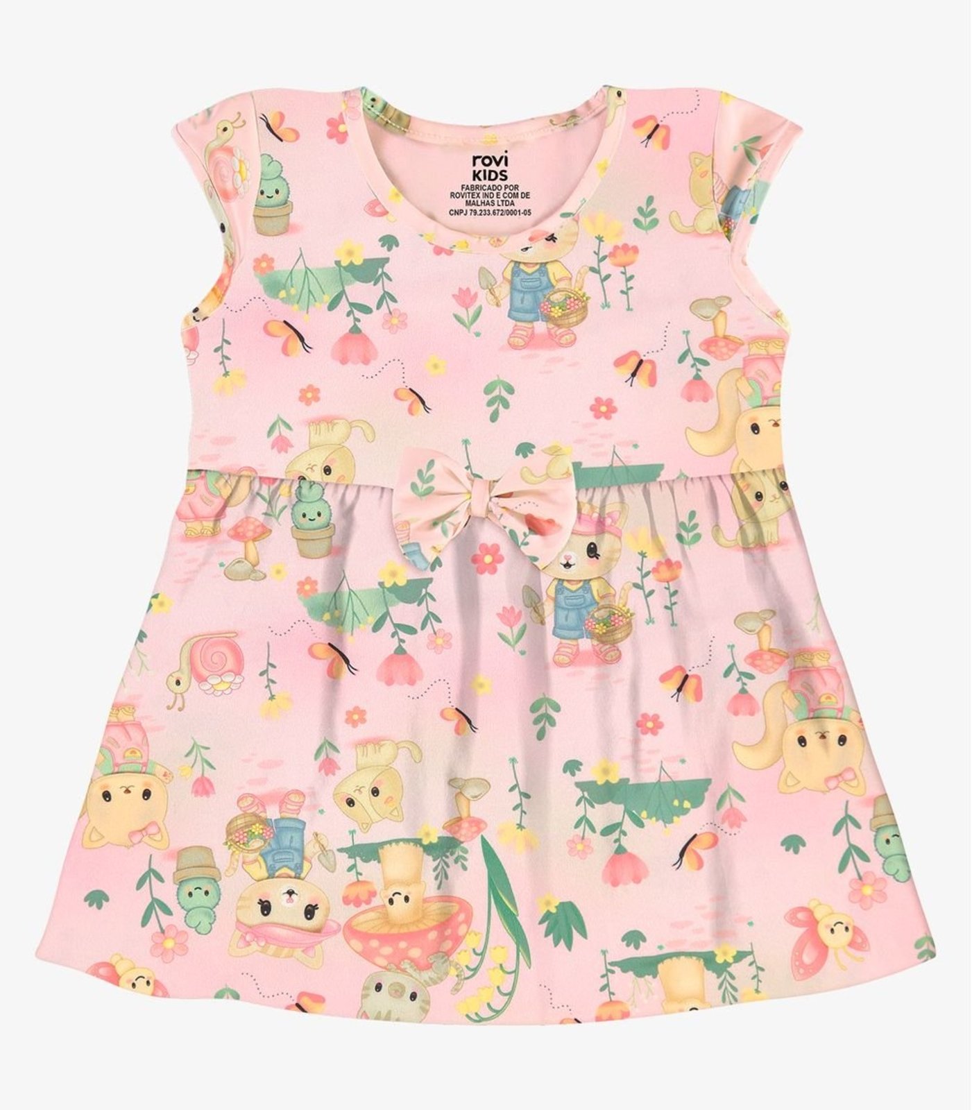 Infantil - Vestido Estampado Malha Rovi Rosa