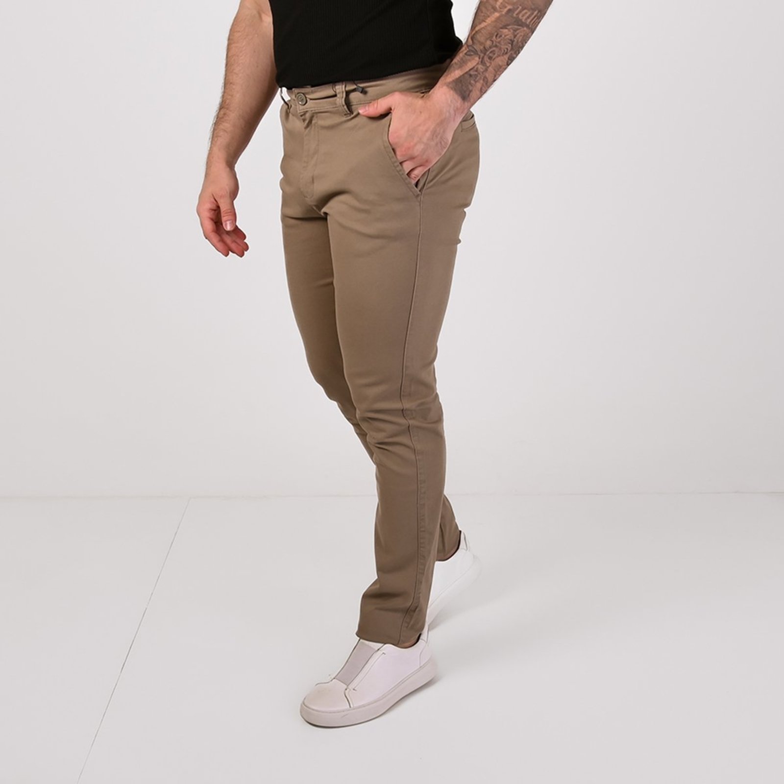 Calça VersatiOld Sarja Basic Slim Khaki