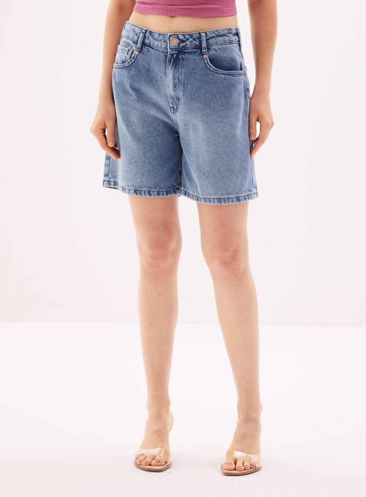 Bermuda Jeans Feminina - Maite Triton Indigo Claro