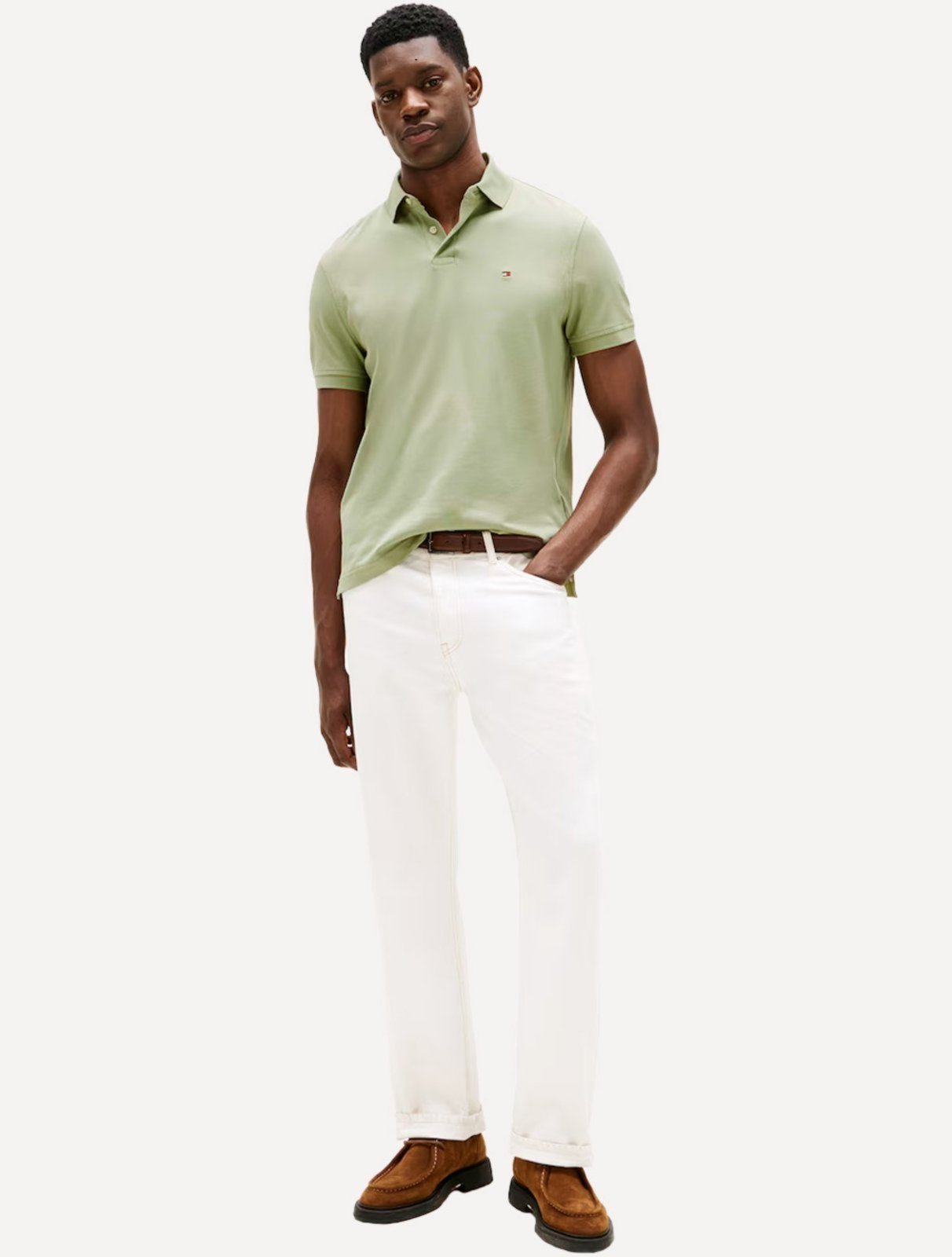 Vista 3 Polo Tommy Hilfiger Masculina Regular Piquet 1985 Médio verde Tommy Hilfiger verde