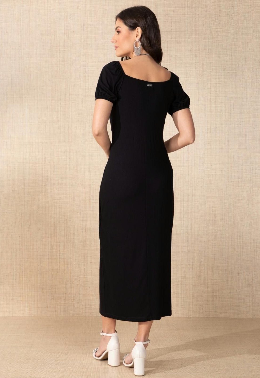 Vista 3 Vestido Com Fenda Na Barra Quintess preto Quintess preto