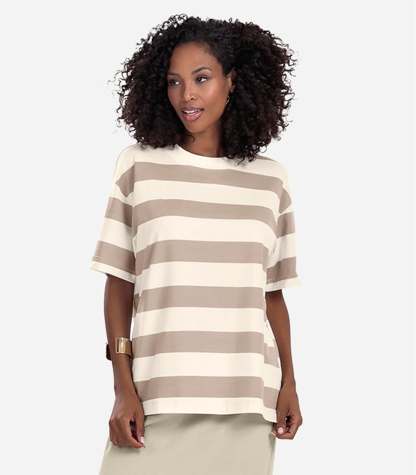 T- Shirt Feminina Cotton Leve Rovitex Marrom
