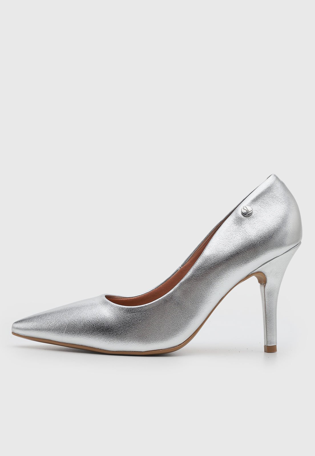 Scarpin Feminino Vizzano Bico Fino Metalizado Prata