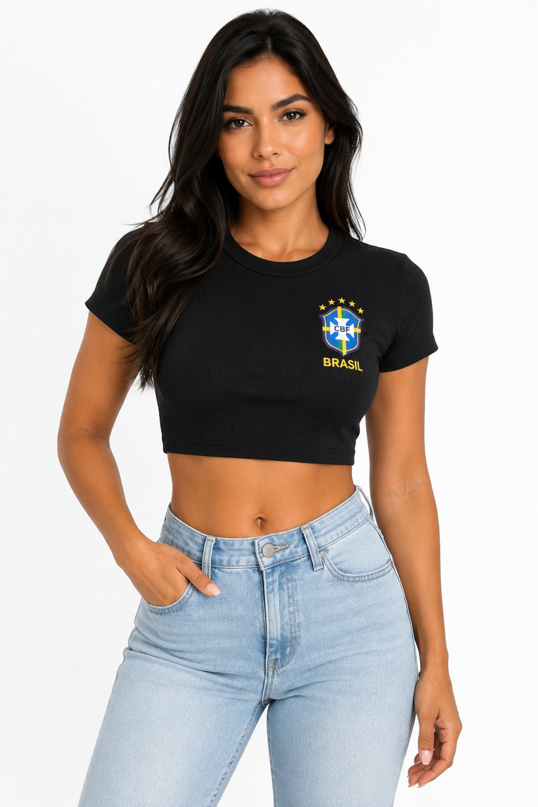 Cropped D Bell Outlet Fashion Ribana Brasil Preto