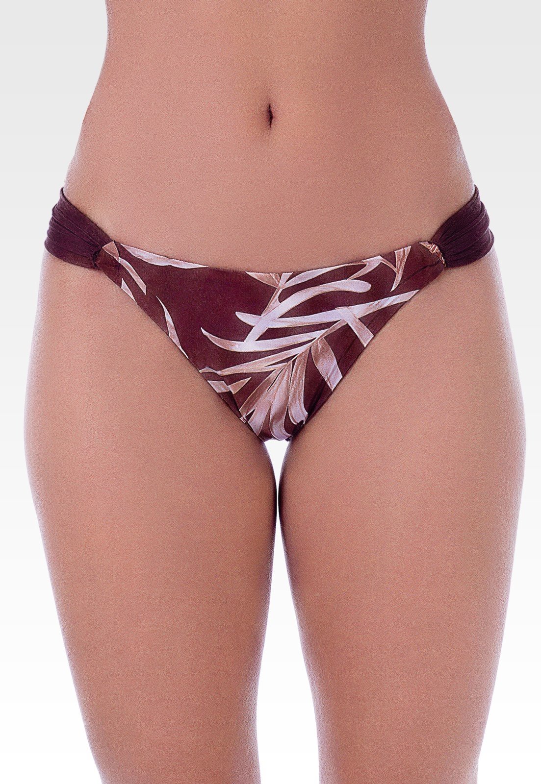 Calcinha de Biquíni Summer Soul Empina Bumbum Com Faixa Lateral Estampado Marrom